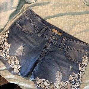 Guess women’s Denim Shorts with lace detailing